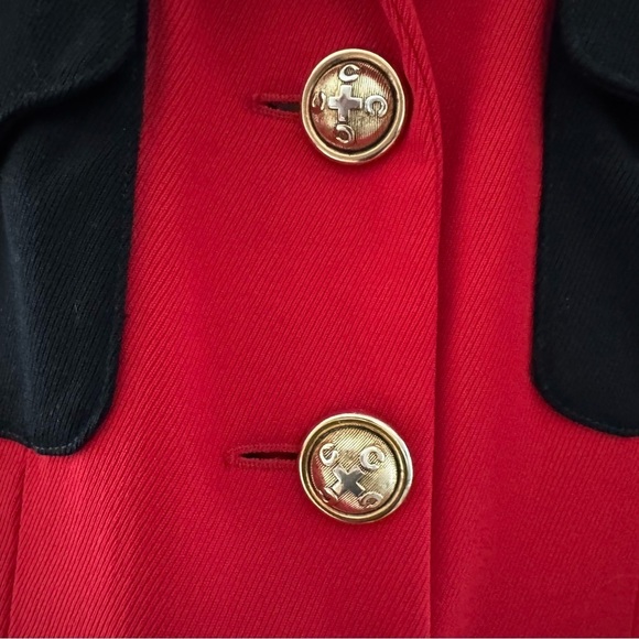 Moschino Vintage Blazer Cheap Chic Wool 80s Military Italy Designer Red Black 10 - Picture 6 of 12